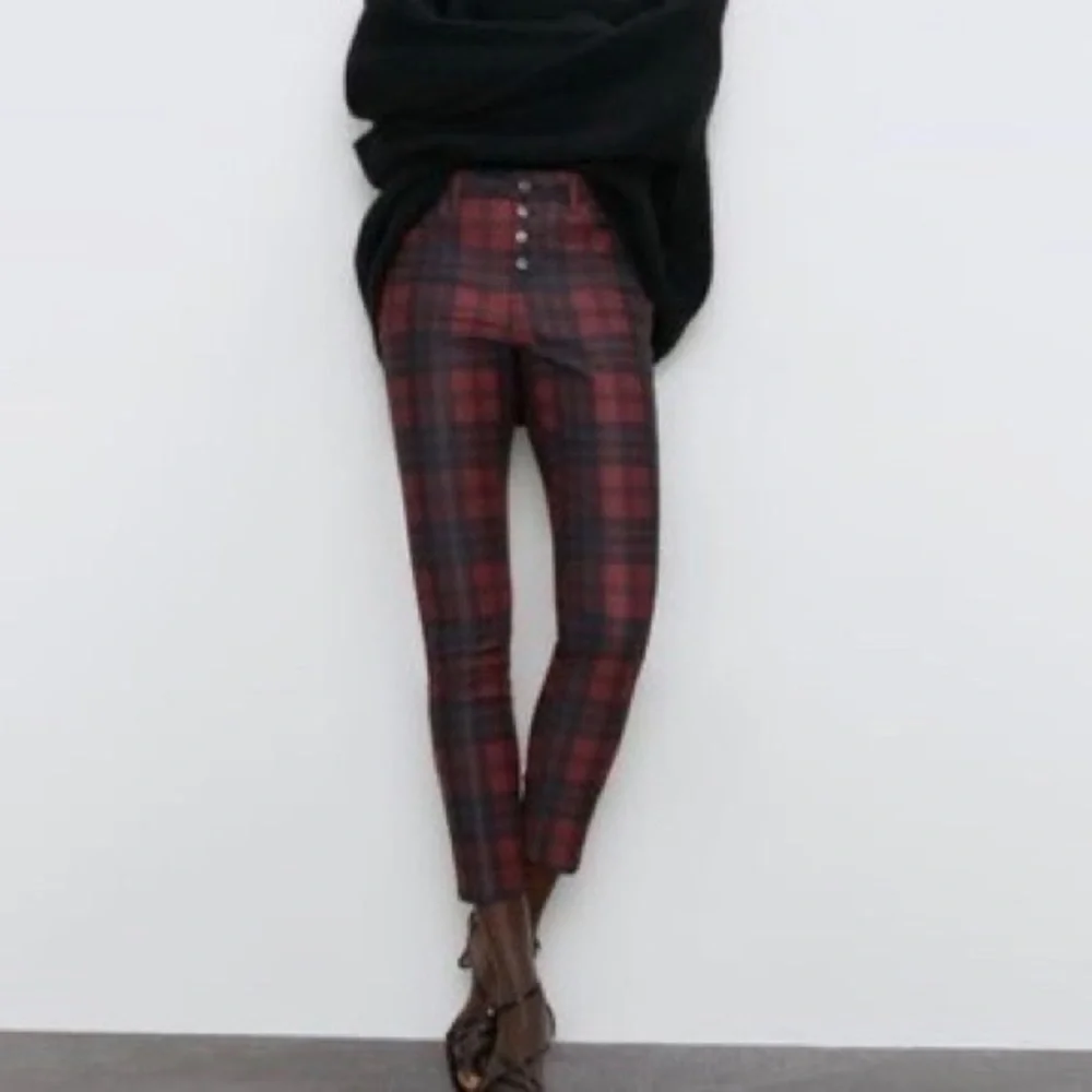 Zara Plaid Leather Effect Pants - Picture 3 of 3